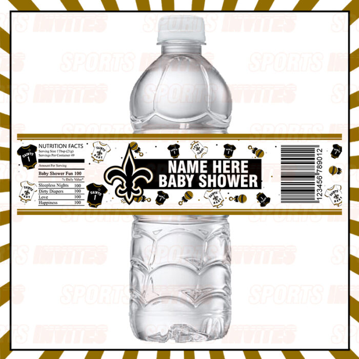 New Orleans Saints Baby Shower Sports Bottle Labels