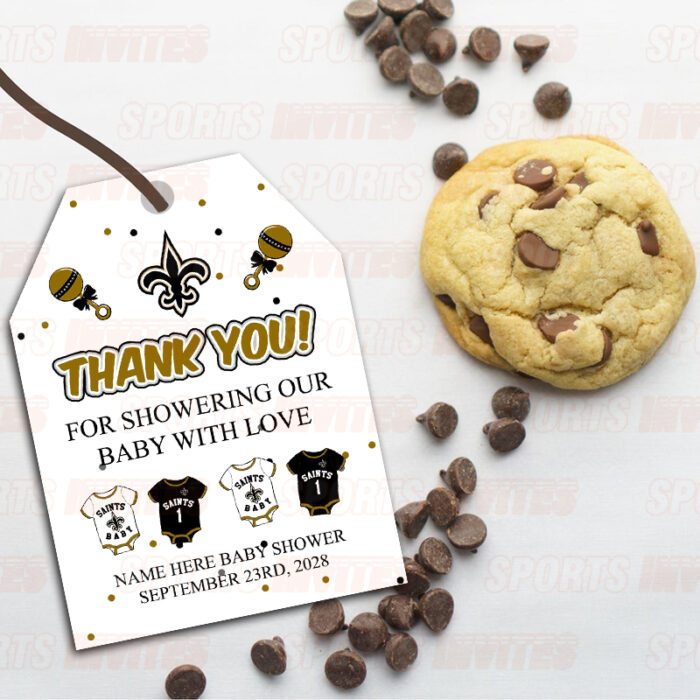 New Orleans Saints Baby Shower Sports Favor Tags