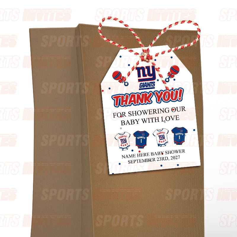 New York Giants Baby Shower Sports Favor Tags - Image 3