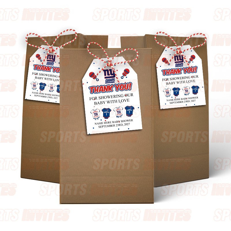 New York Giants Baby Shower Sports Favor Tags - Image 2