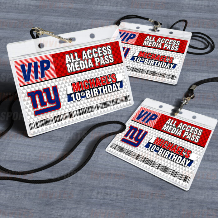New York Giants Rams ID Badge Sports Party Lanyard Clear Plastic Horizontal Name Tags Holders