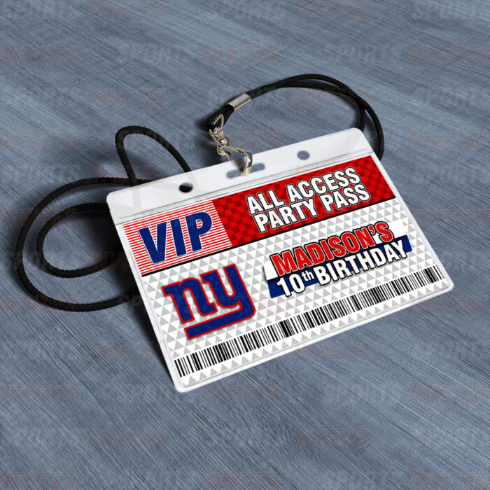New York Giants Rams ID Badge Sports Party Lanyard Clear Plastic Horizontal Name Tags Holders - Image 3