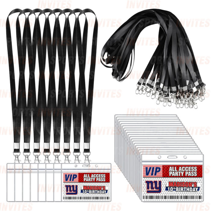 New York Giants Rams ID Badge Sports Party Lanyard Clear Plastic Horizontal Name Tags Holders - Image 2