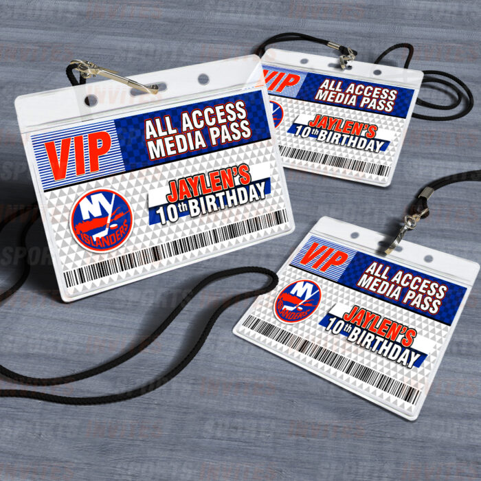 New York Islanders ID Badge Sports Party Lanyard Clear Plastic Horizontal Name Tags Holders