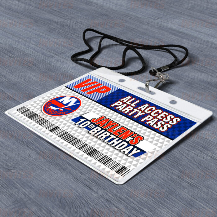 New York Islanders ID Badge Sports Party Lanyard Clear Plastic Horizontal Name Tags Holders - Image 2
