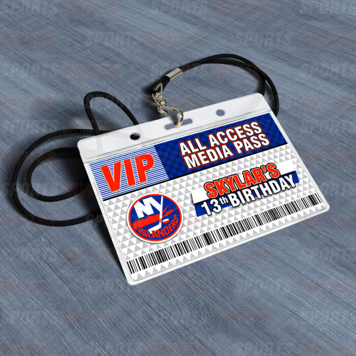 New York Islanders ID Badge Sports Party Lanyard Clear Plastic Horizontal Name Tags Holders - Image 4