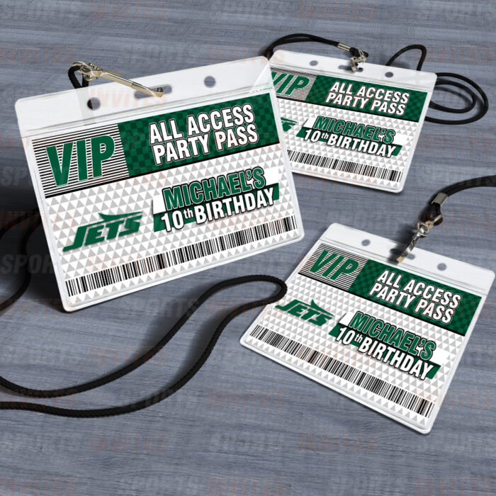 New York Jets Rams ID Badge Sports Party Lanyard Clear Plastic Horizontal Name Tags Holders