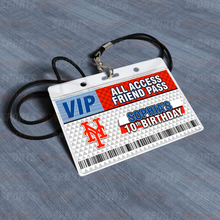 New York Mets ID Badge Sports Party Lanyard Clear Plastic Horizontal Name Tags Holders - Image 4