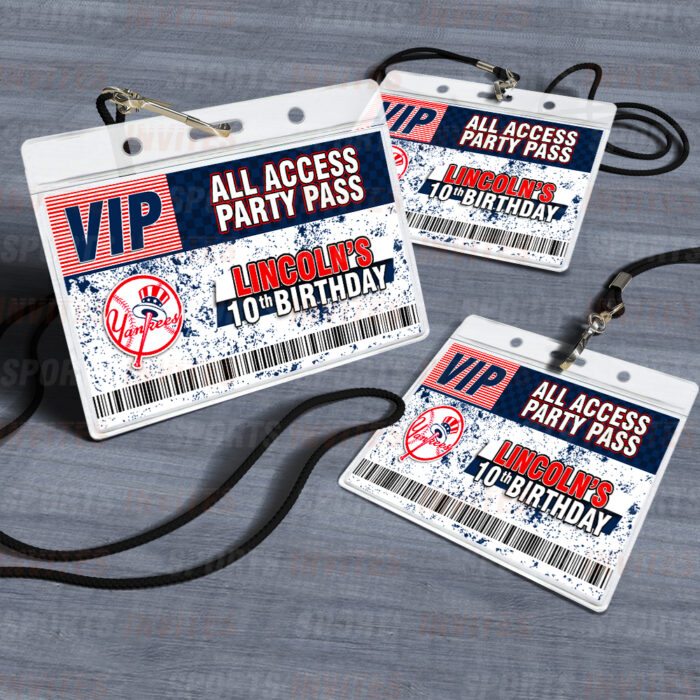 New York Yankees ID Badge Sports Party Lanyard Clear Plastic Horizontal Name Tags Holders