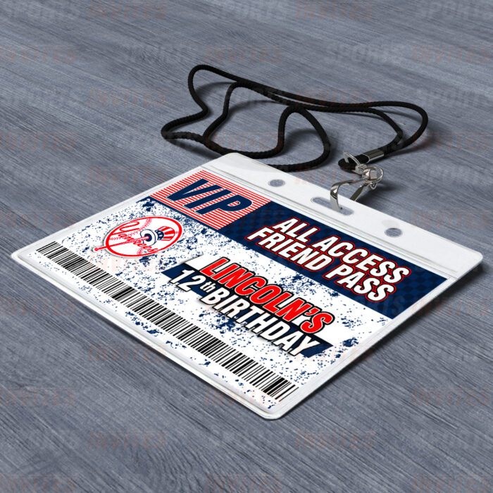 New York Yankees ID Badge Sports Party Lanyard Clear Plastic Horizontal Name Tags Holders - Image 2