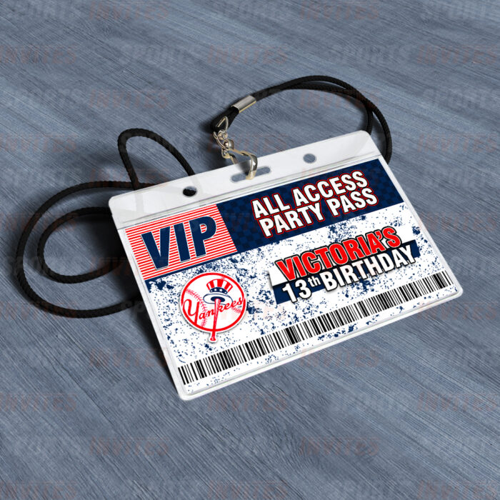 New York Yankees ID Badge Sports Party Lanyard Clear Plastic Horizontal Name Tags Holders - Image 4
