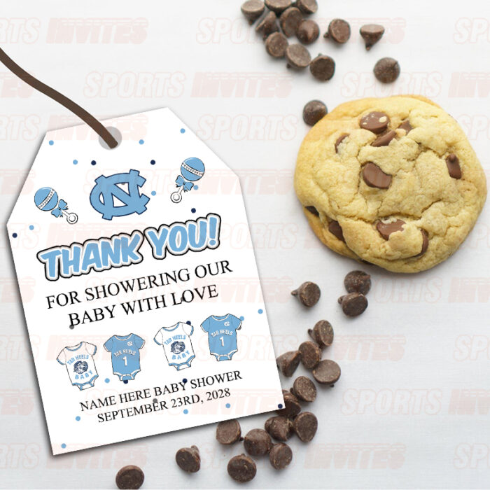 North Carolina Tar Heels – UNC Baby Shower Sports Favor Tags
