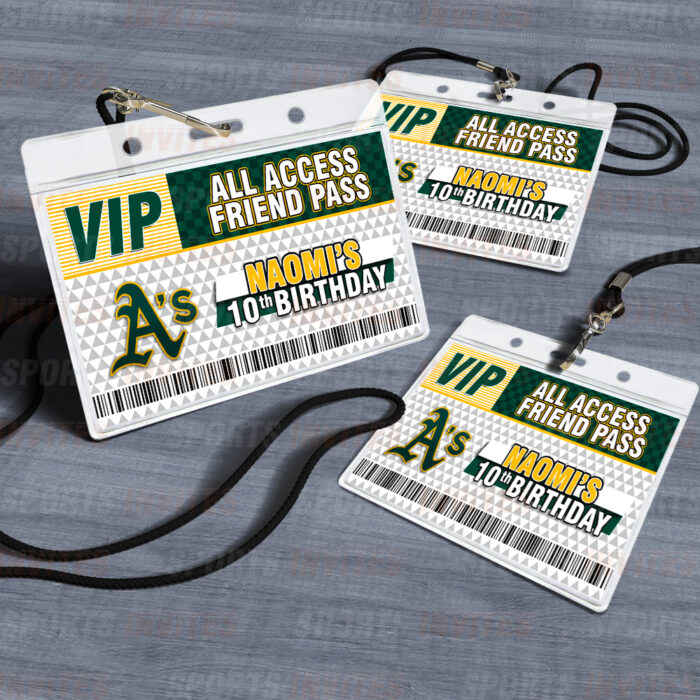 Oakland Athletics ID Badge Sports Party Lanyard Clear Plastic Horizontal Name Tags Holders