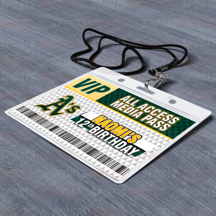 Oakland Athletics ID Badge Sports Party Lanyard Clear Plastic Horizontal Name Tags Holders - Image 2
