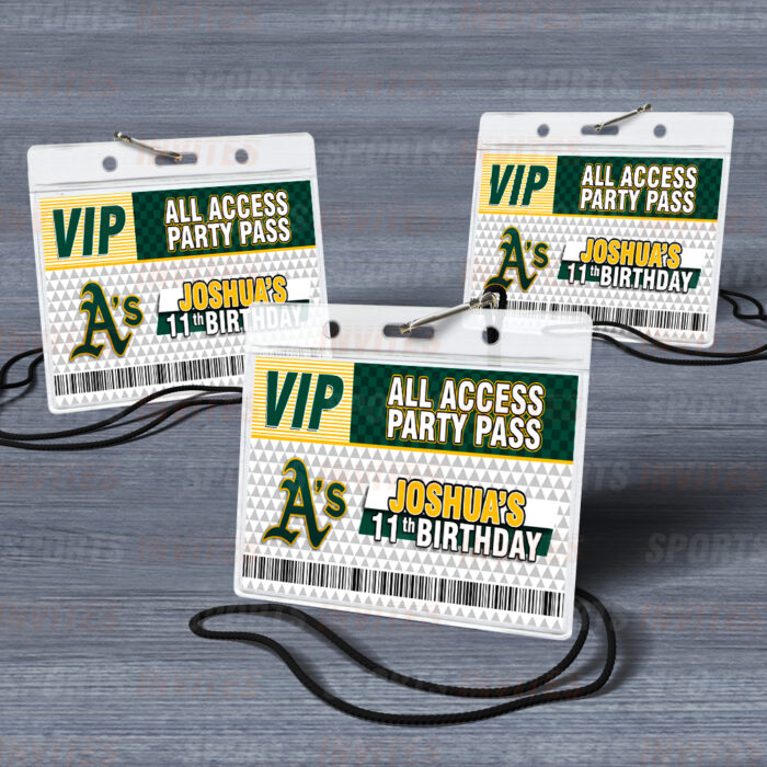 Oakland Athletics ID Badge Sports Party Lanyard Clear Plastic Horizontal Name Tags Holders - Image 5
