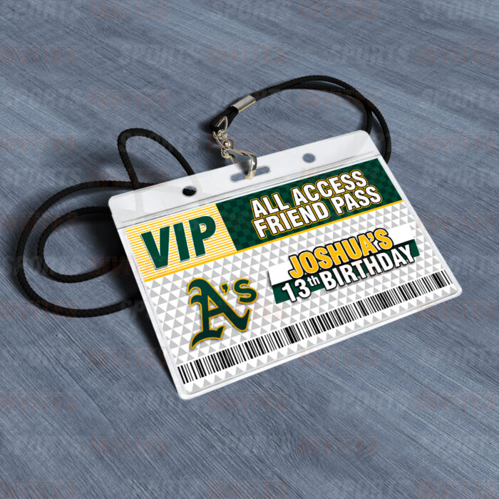 Oakland Athletics ID Badge Sports Party Lanyard Clear Plastic Horizontal Name Tags Holders - Image 4