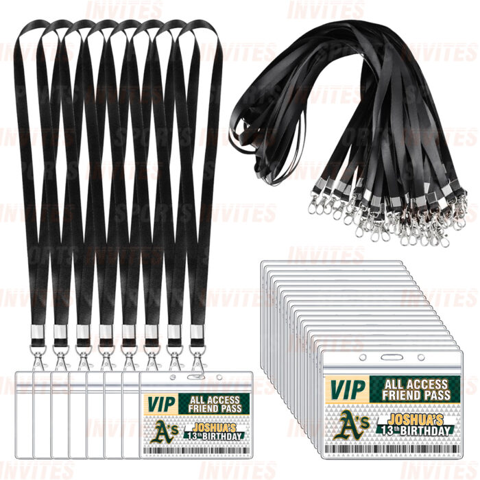 Oakland Athletics ID Badge Sports Party Lanyard Clear Plastic Horizontal Name Tags Holders - Image 3