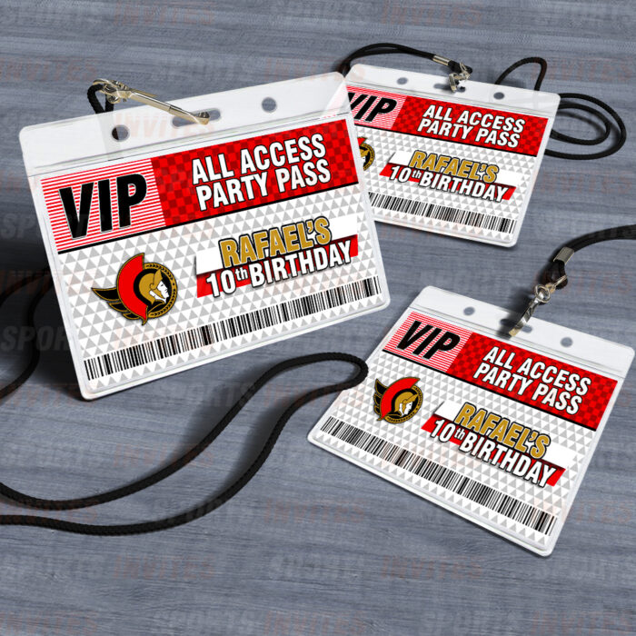 Ottawa Senators ID Badge Sports Party Lanyard Clear Plastic Horizontal Name Tags Holders