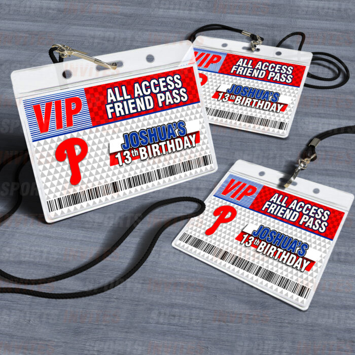 Philadelphia Phillies ID Badge Sports Party Lanyard Clear Plastic Horizontal Name Tags Holders