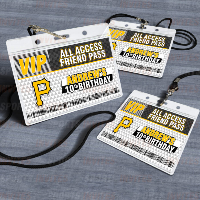 Pittsburgh Pirates ID Badge Sports Party Lanyard Clear Plastic Horizontal Name Tags Holders