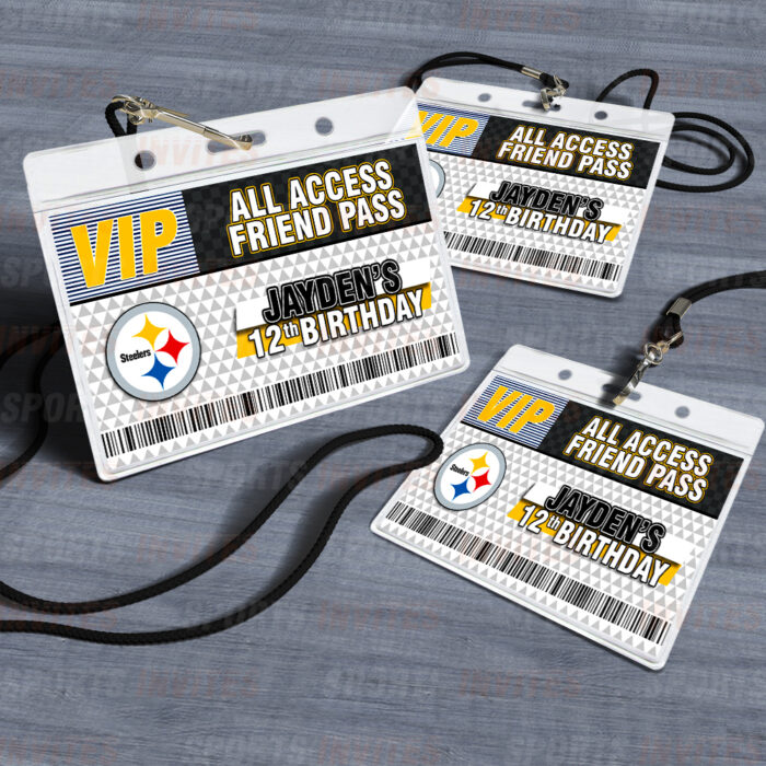 Pittsburgh Steelers Rams ID Badge Sports Party Lanyard Clear Plastic Horizontal Name Tags Holders