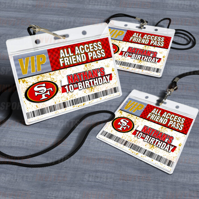 San Francisco 49ers ID Badge Sports Party Lanyard Clear Plastic Horizontal Name Tags Holders