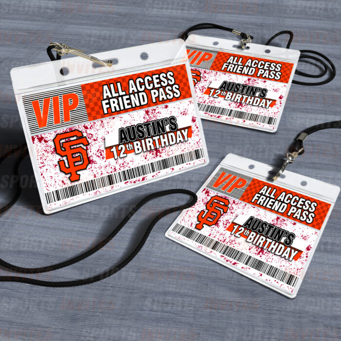 San Francisco Giants ID Badge Sports Party Lanyard Clear Plastic Horizontal Name Tags Holders