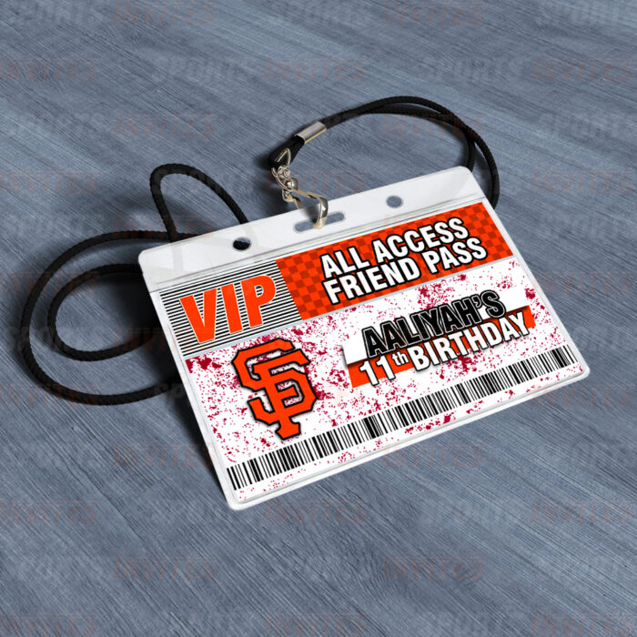San Francisco Giants ID Badge Sports Party Lanyard Clear Plastic Horizontal Name Tags Holders - Image 3