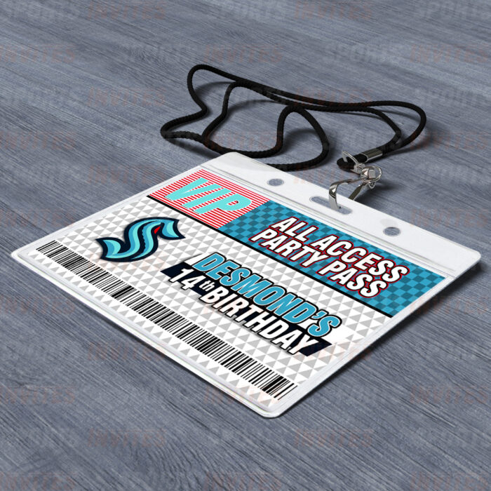 Seattle Kraken ID Badge Sports Party Lanyard Clear Plastic Horizontal Name Tags Holders - Image 2