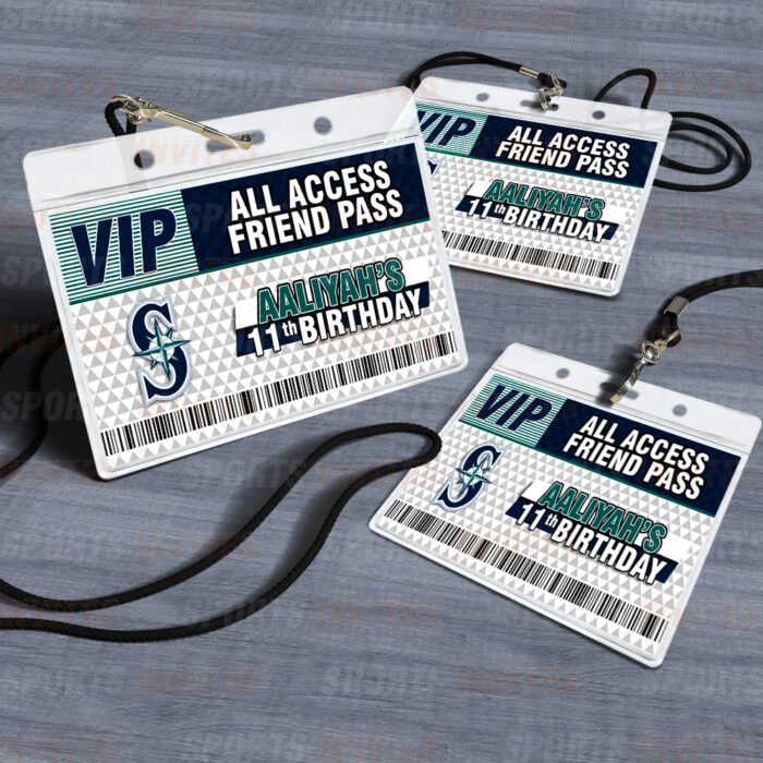 Seattle Mariners ID Badge Sports Party Lanyard Clear Plastic Horizontal Name Tags Holders