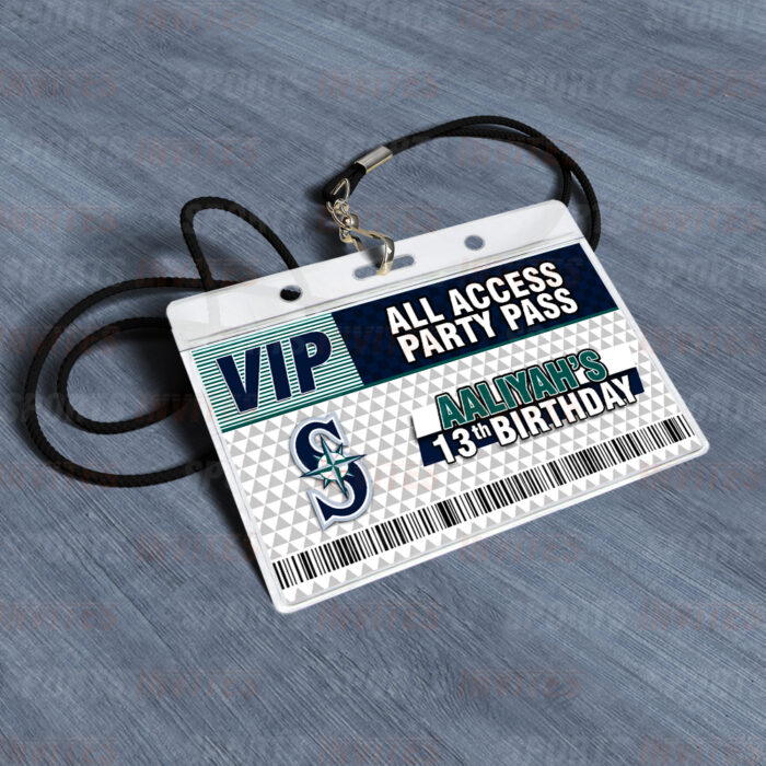 Seattle Mariners ID Badge Sports Party Lanyard Clear Plastic Horizontal Name Tags Holders - Image 4