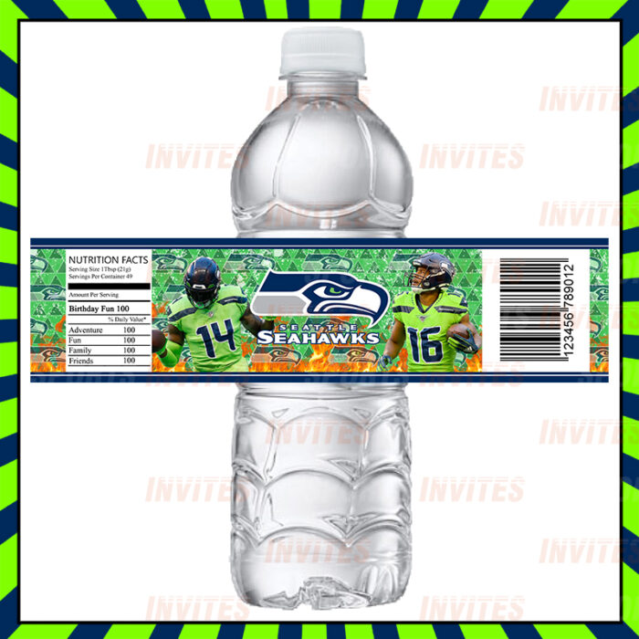 Seattle Seahawks Custom Sports Party Bottle Labels - Image 2