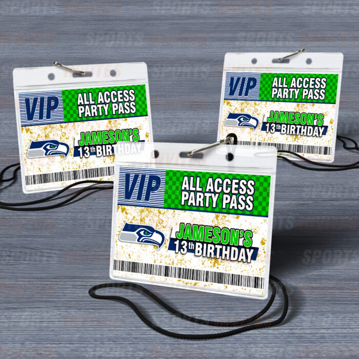 Seattle Seahawks ID Badge Sports Party Lanyard Clear Plastic Horizontal Name Tags Holders - Image 5