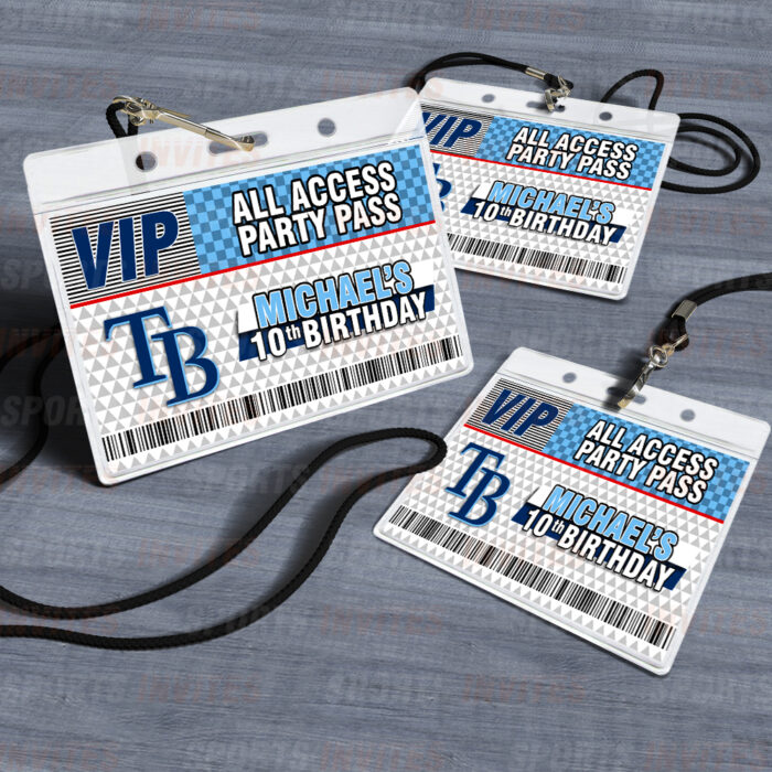 Tampa Bay Rays ID Badge Sports Party Lanyard Clear Plastic Horizontal Name Tags Holders