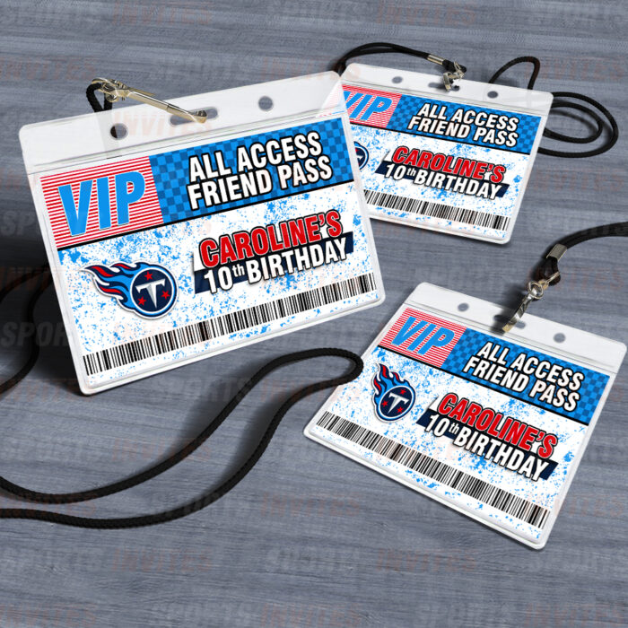 Tennessee Titans ID Badge Sports Party Lanyard Clear Plastic Horizontal Name Tags Holders