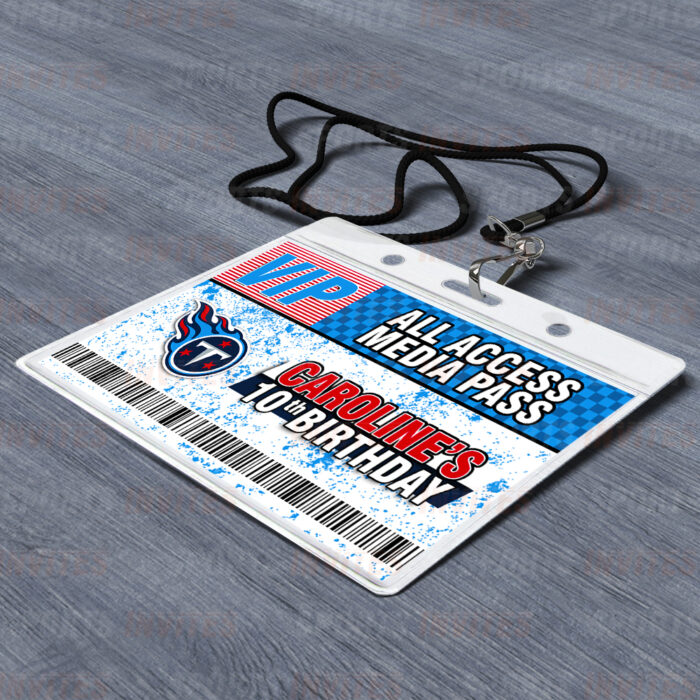 Tennessee Titans ID Badge Sports Party Lanyard Clear Plastic Horizontal Name Tags Holders - Image 4