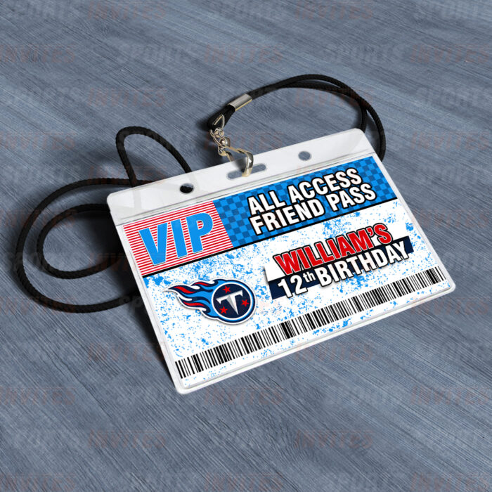 Tennessee Titans ID Badge Sports Party Lanyard Clear Plastic Horizontal Name Tags Holders - Image 2