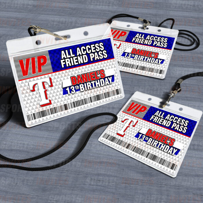 Texas Rangers ID Badge Sports Party Lanyard Clear Plastic Horizontal Name Tags Holders