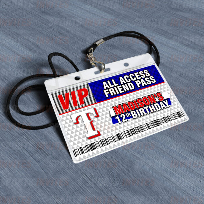 Texas Rangers ID Badge Sports Party Lanyard Clear Plastic Horizontal Name Tags Holders - Image 4