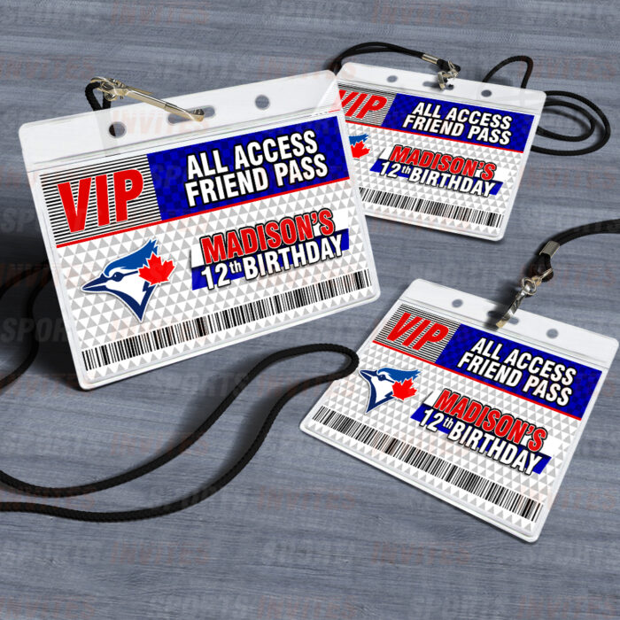 Toronto Blue Jays ID Badge Sports Party Lanyard Clear Plastic Horizontal Name Tags Holders