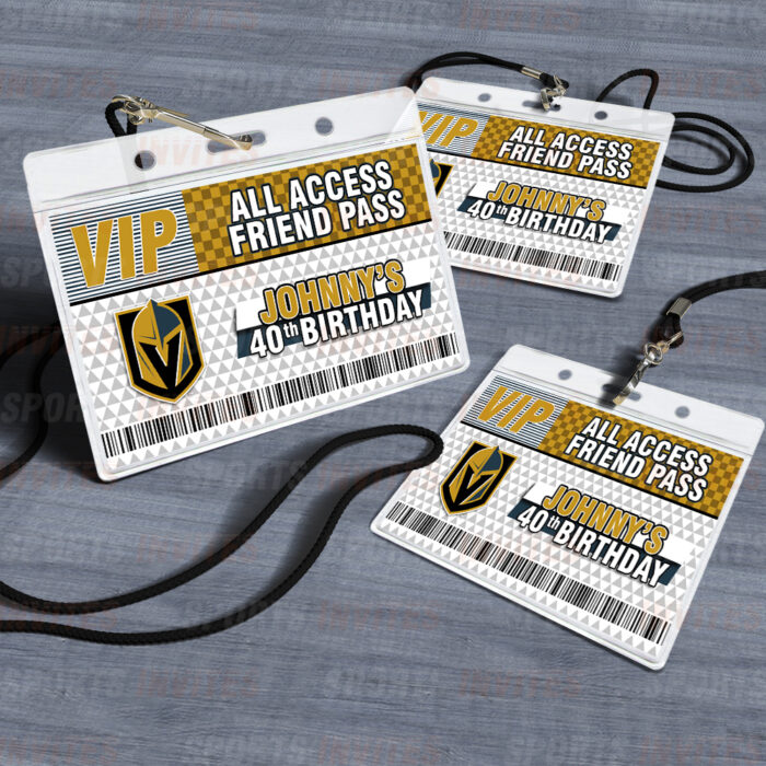 Vegas Golden Knights ID Badge Sports Party Lanyard Clear Plastic Horizontal Name Tags Holders