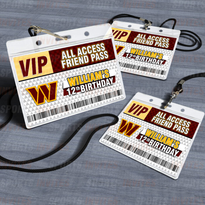Washington Commanders ID Badge Sports Party Lanyard Clear Plastic Horizontal Name Tags Holders