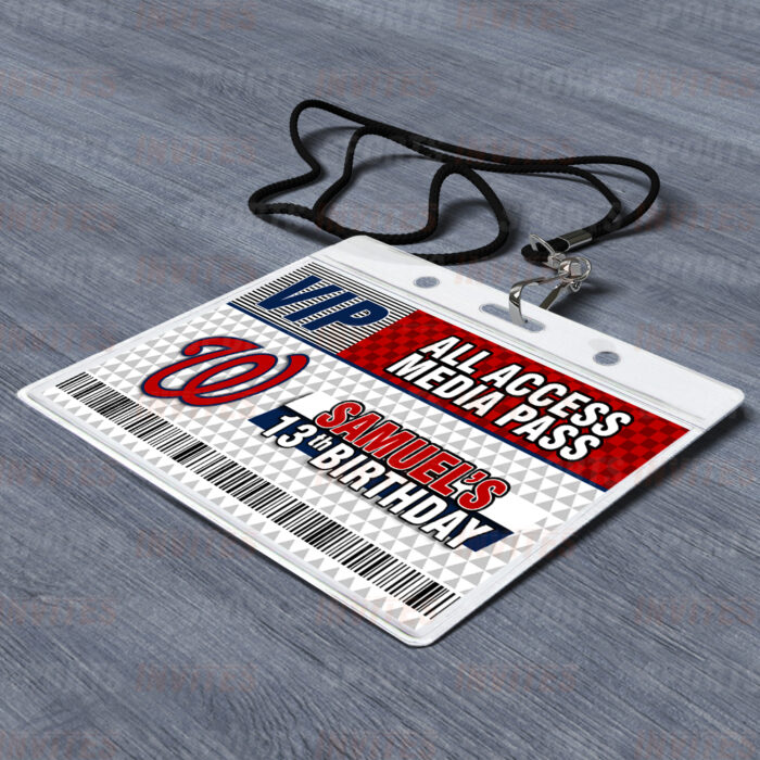 Washington Nationals ID Badge Sports Party Lanyard Clear Plastic Horizontal Name Tags Holders - Image 2