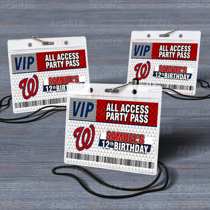 Washington Nationals ID Badge Sports Party Lanyard Clear Plastic Horizontal Name Tags Holders - Image 3