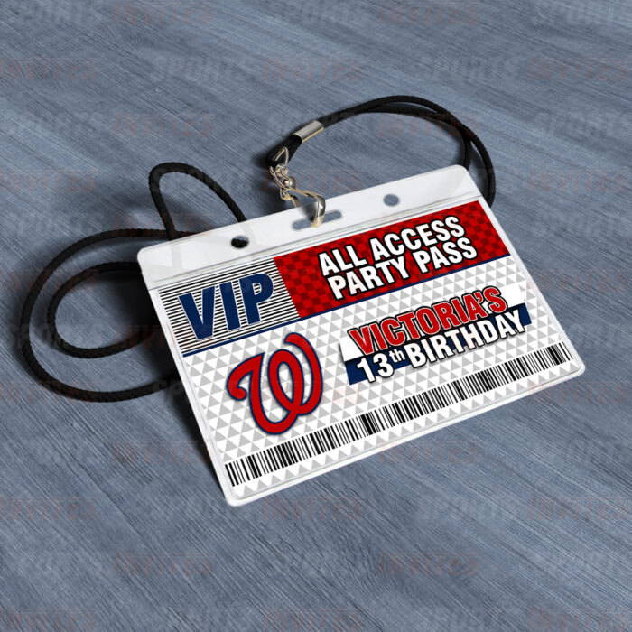 Washington Nationals ID Badge Sports Party Lanyard Clear Plastic Horizontal Name Tags Holders - Image 4