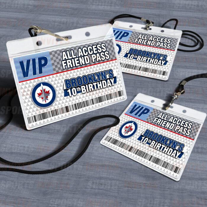 Winnipeg Jets ID Badge Sports Party Lanyard Clear Plastic Horizontal Name Tags Holders