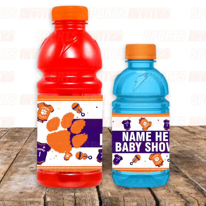 Clemson Tigers Baby Shower Sports Bottle Labels - Image 2