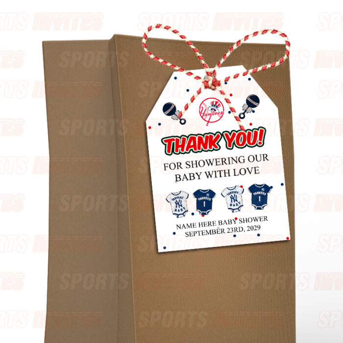 New York Yankees Baby Shower Sports Favor Tags - Image 3