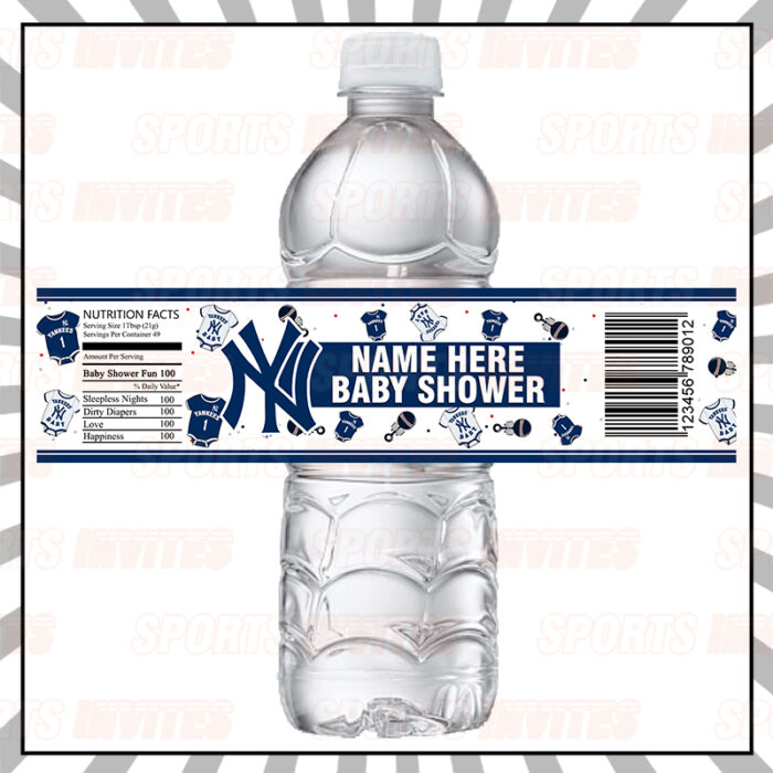 New York Yankees Baby Shower Sports Bottle Labels
