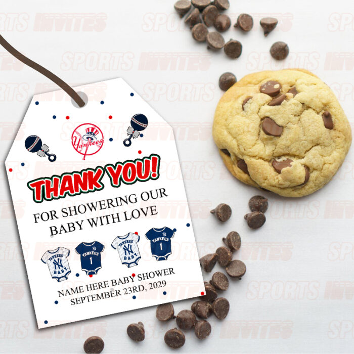 New York Yankees Baby Shower Sports Favor Tags
